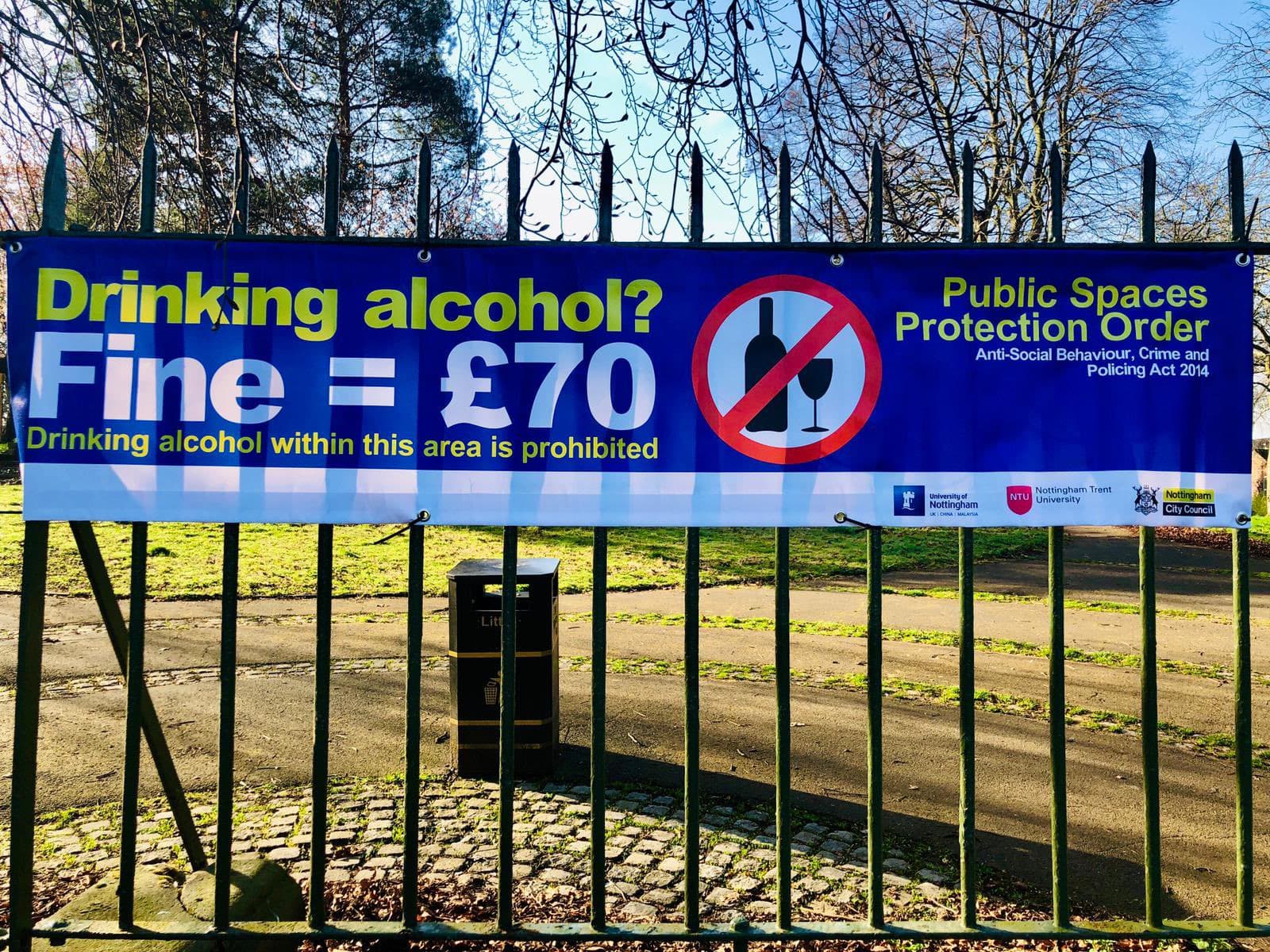 why police banned alcohol in nottingham